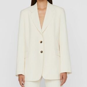 Frame Denim Oversized Raw Edge Blazer off white/cream